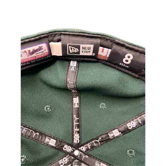 New Era Men’s 8 Oakland Athletics Fitted Hat Green Baseball Cap NEW - Picture 7 of 8